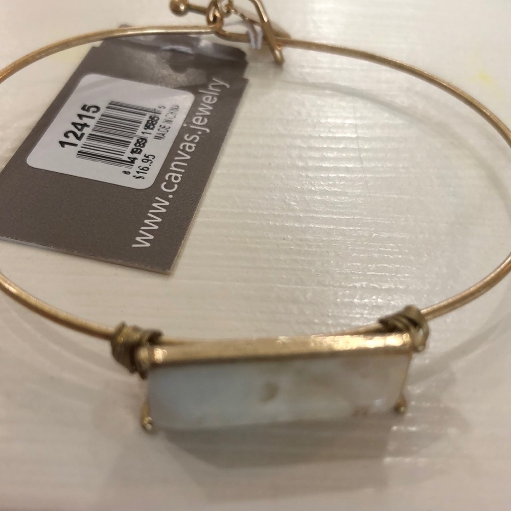 Canvas Gold Tone and Gray Bangle! - Picture 2 of 7